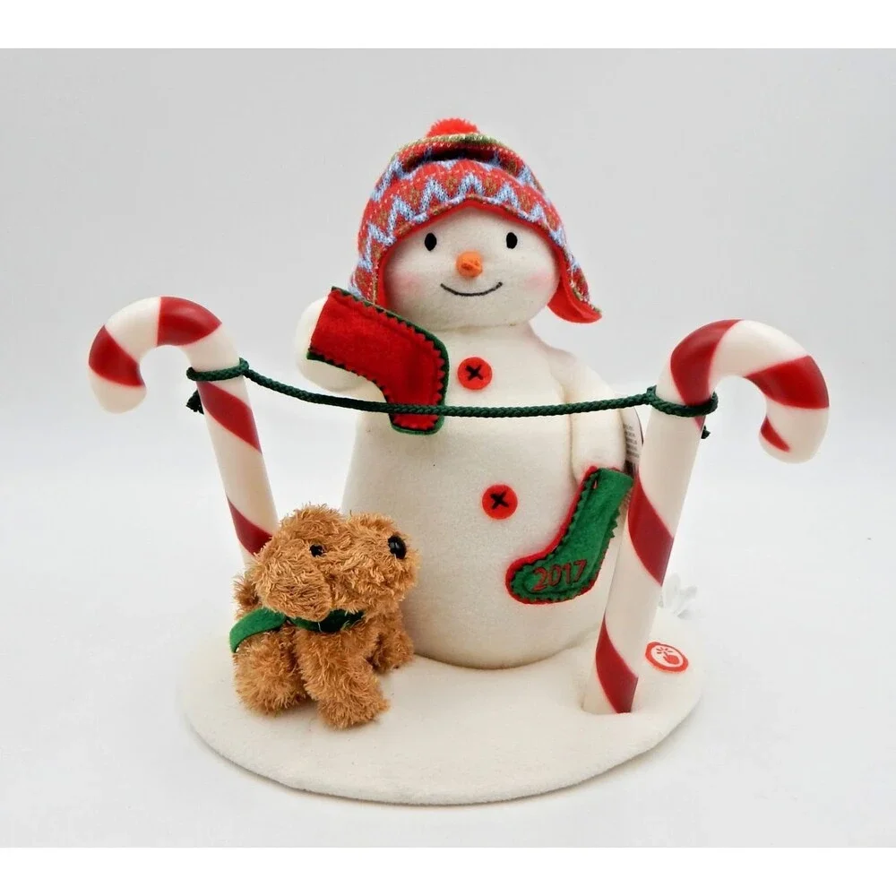 Hallmark 2017 Jingle Pals Stockings Hung With Care Plush Animated Snowman w Tags